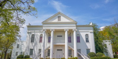 white building with columns