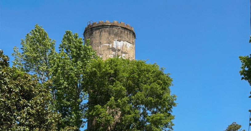 Water tower above trees