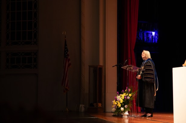 woman on standing on stage